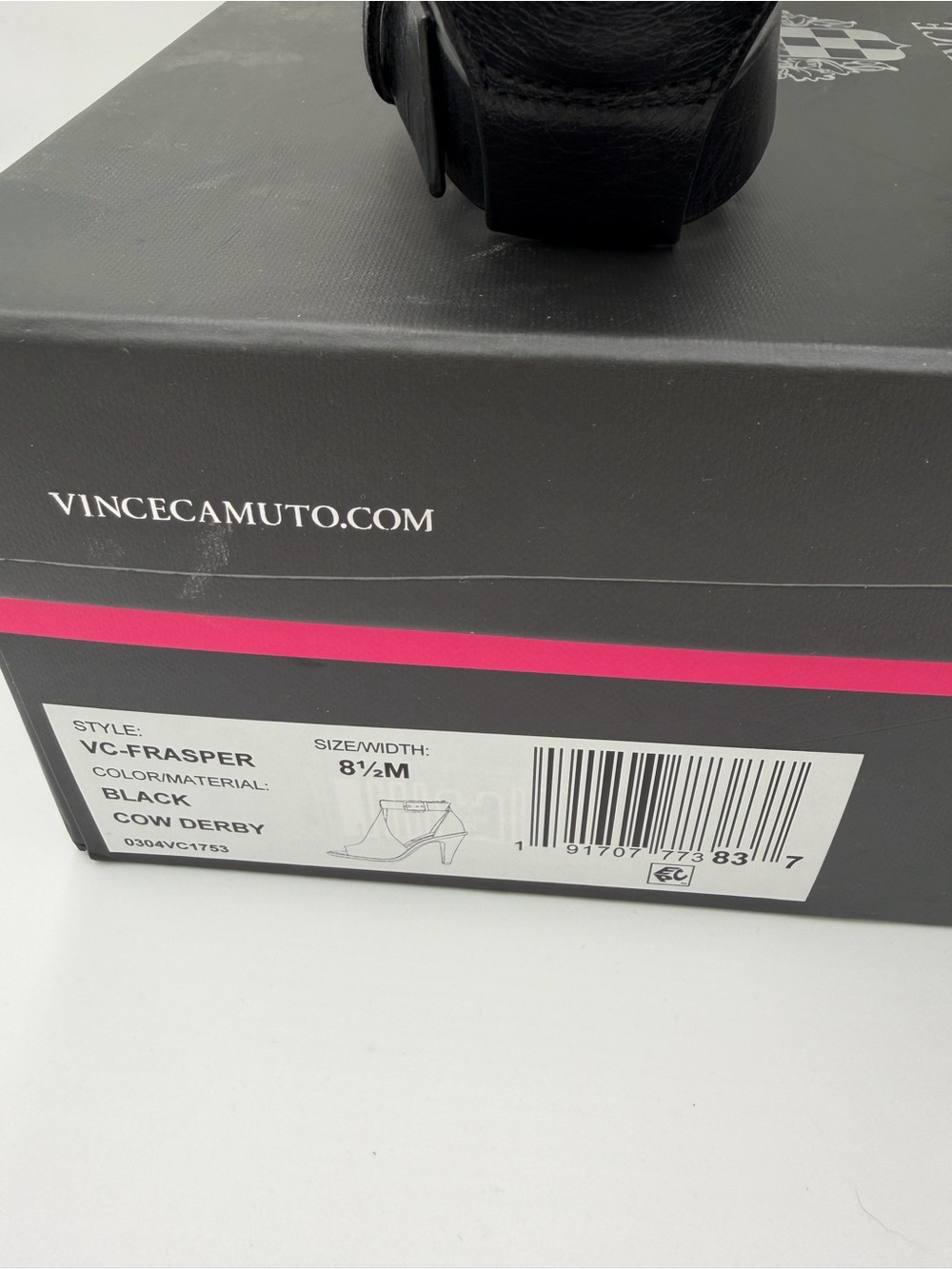 Vince Camuto Fasper Black Leather Ankle-Strap Peep-Toe Heel 8.5 Bootie Sandal - Picture 9 of 9